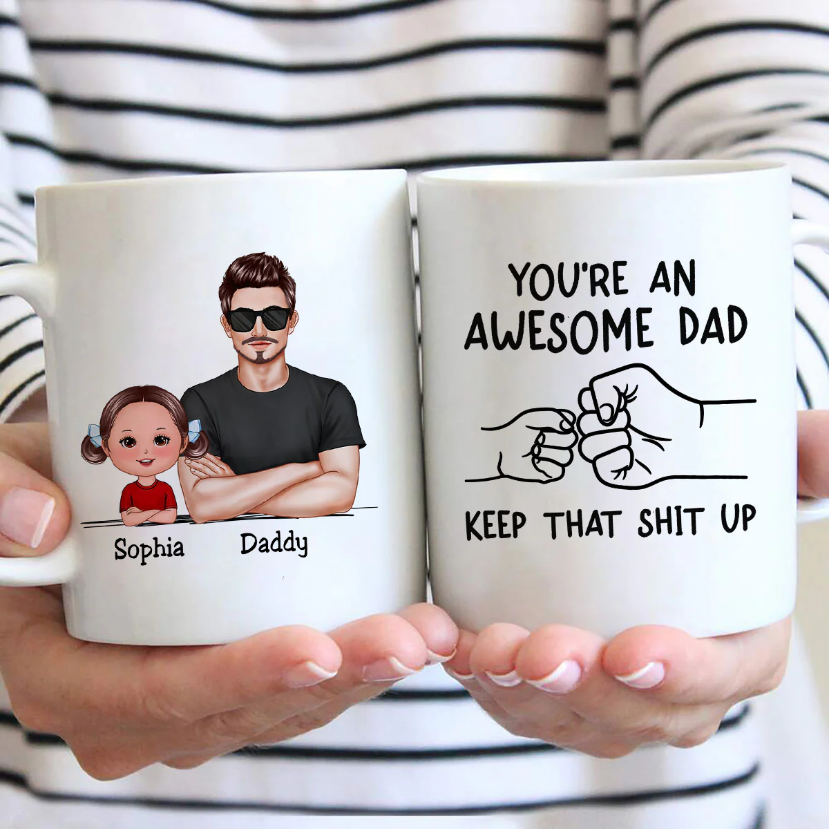 Awesome Dad Keep That Shit Up Personalized Mug, Funny Gift For Dad - Image 2