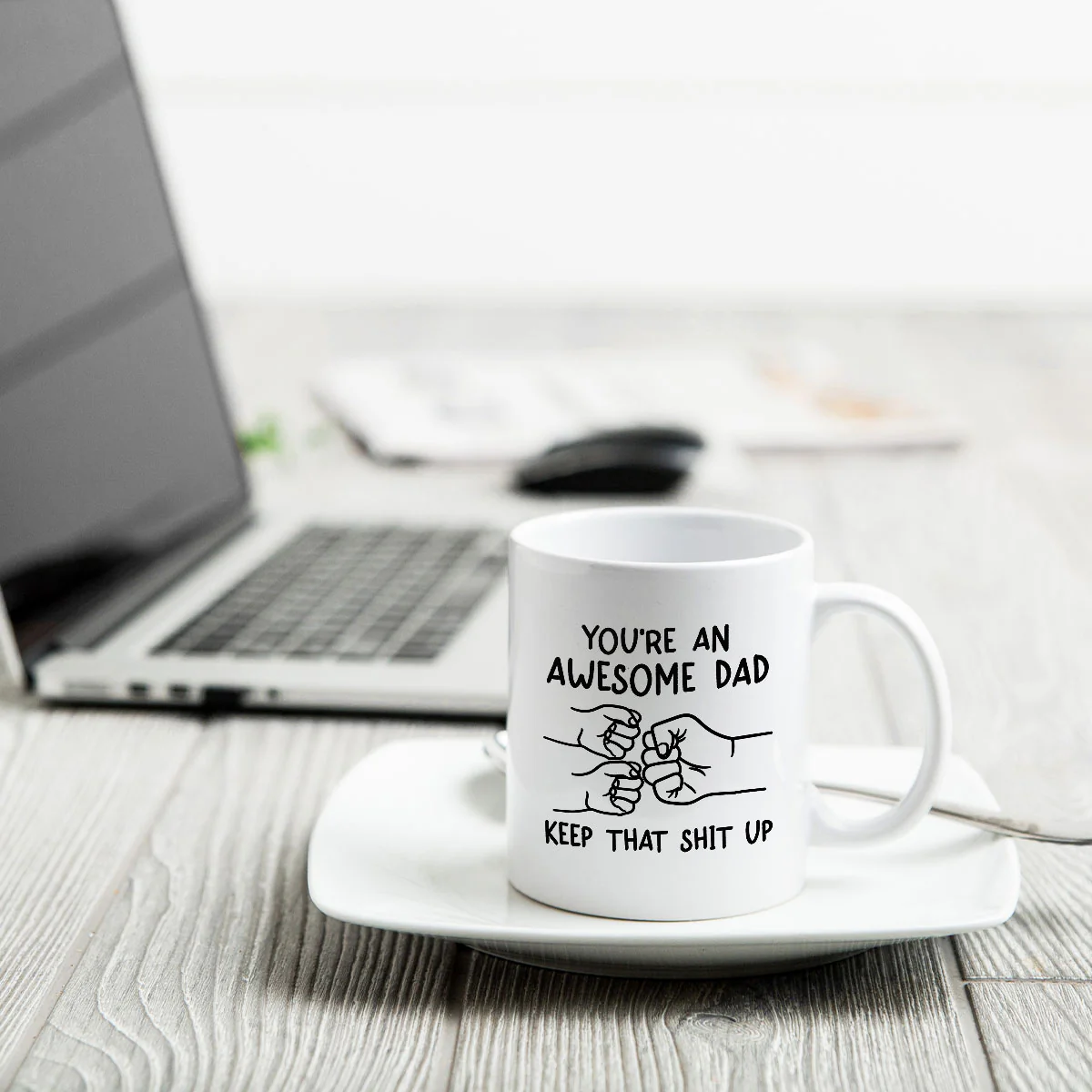 Awesome Dad Keep That Shit Up Personalized Mug, Funny Gift For Dad - Image 4