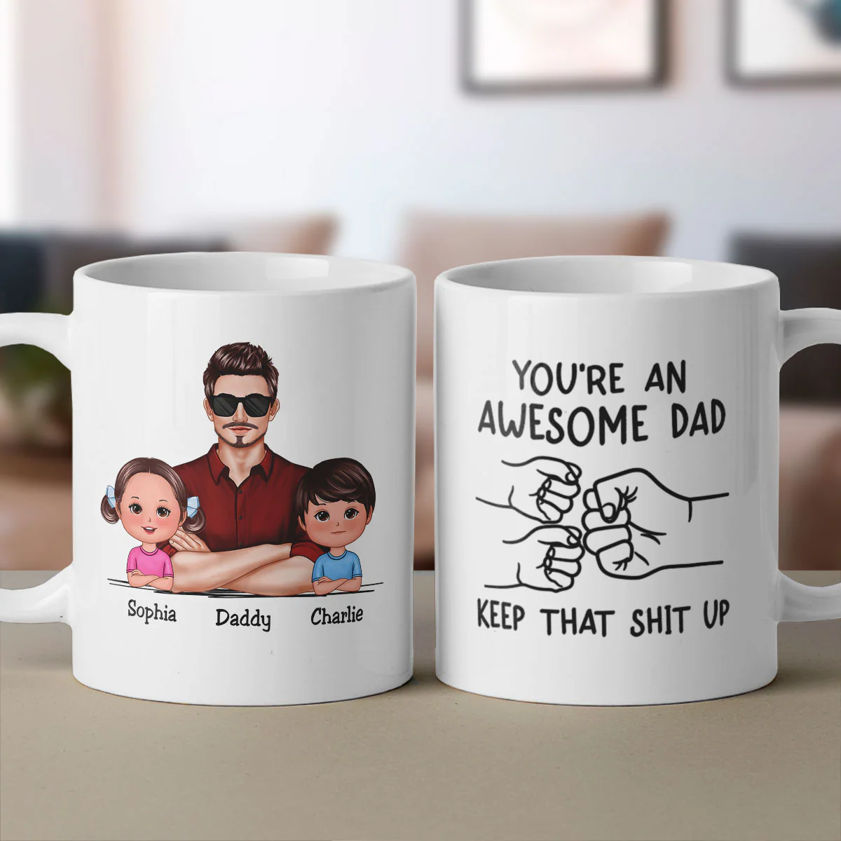 Awesome Dad Keep That Shit Up Personalized Mug, Funny Gift For Dad - Image 5