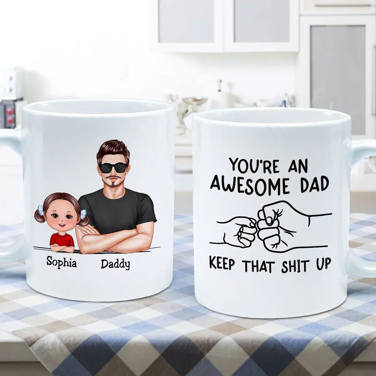 Awesome Dad Keep That Shit Up Personalized Mug, Funny Gift For Dad - Image 6