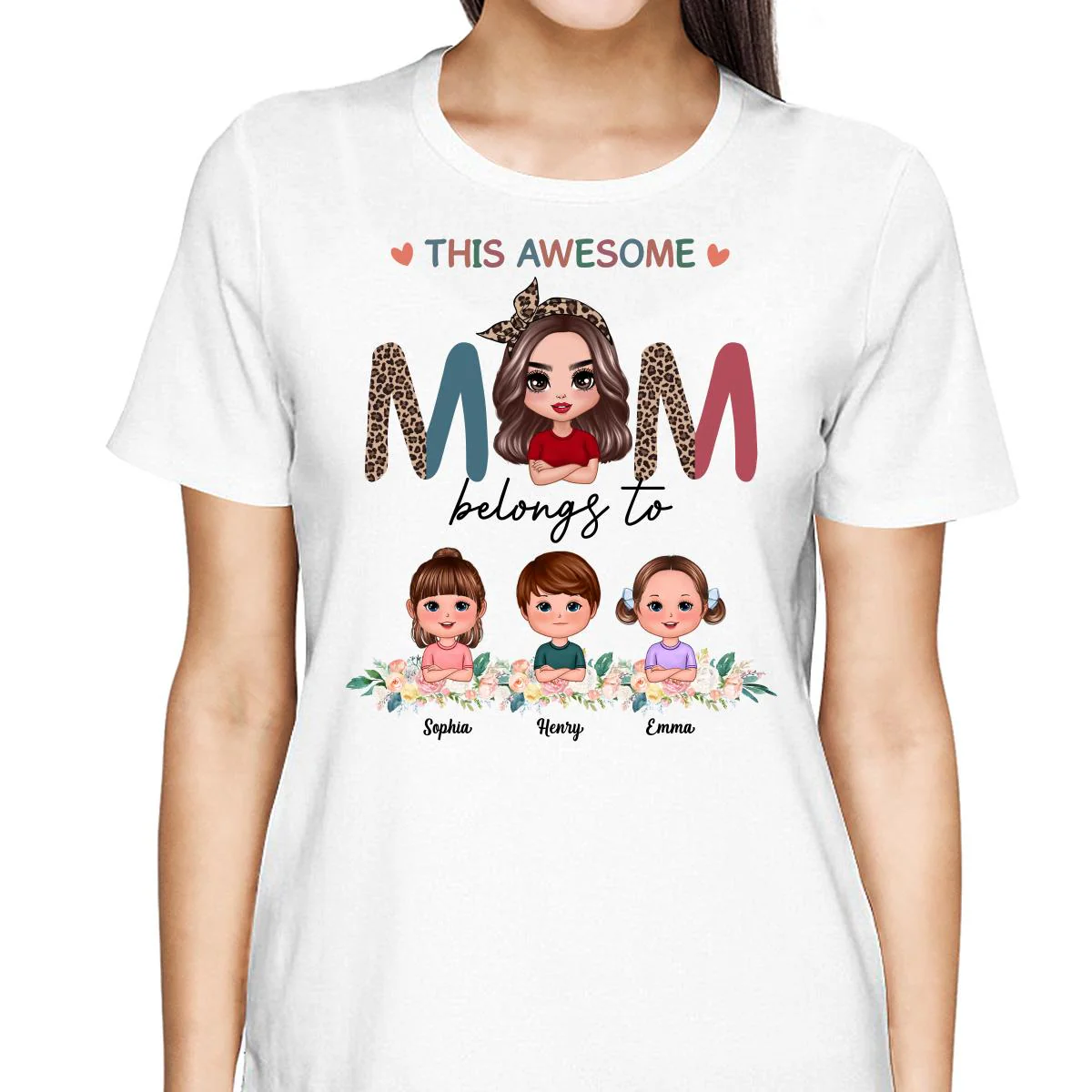 Awesome Mom Belongs To Doll Kids Half Leopard Colorful Personalized Shirt - Image 2