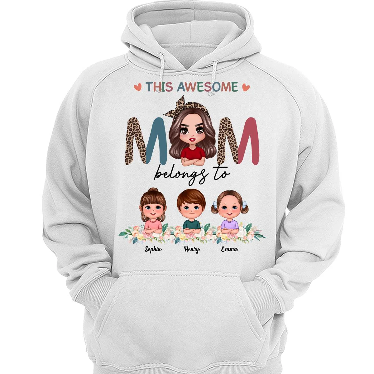 Awesome Mom Belongs To Doll Kids Half Leopard Colorful Personalized Shirt - Image 3