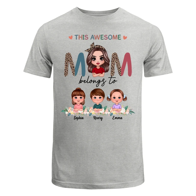 Awesome Mom Belongs To Doll Kids Half Leopard Colorful Personalized Shirt - Image 6