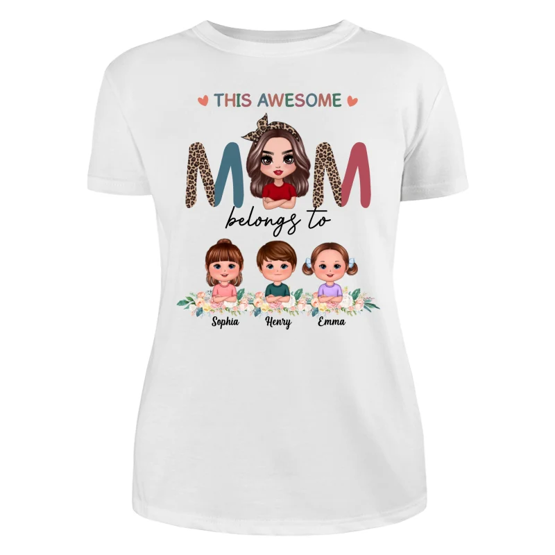 Awesome Mom Belongs To Doll Kids Half Leopard Colorful Personalized Shirt - Image 9