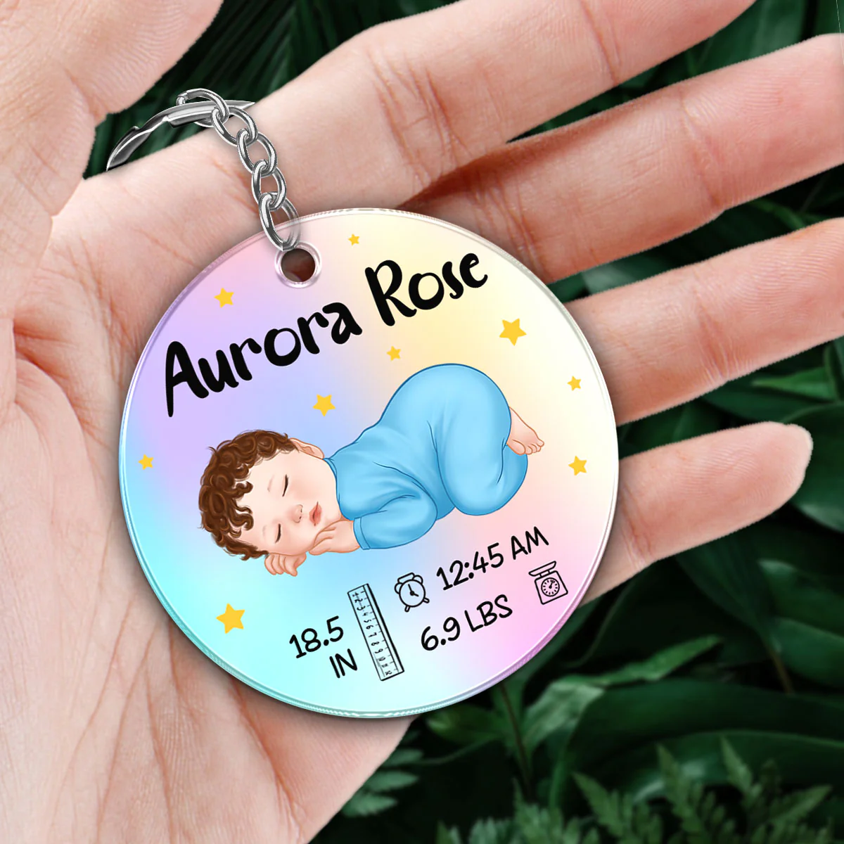 Baby Arrival New Baby Stats New Mom Gift Name Date Of Birth Weight Height Calendar Date Personalized Acrylic Keychain - Image 2