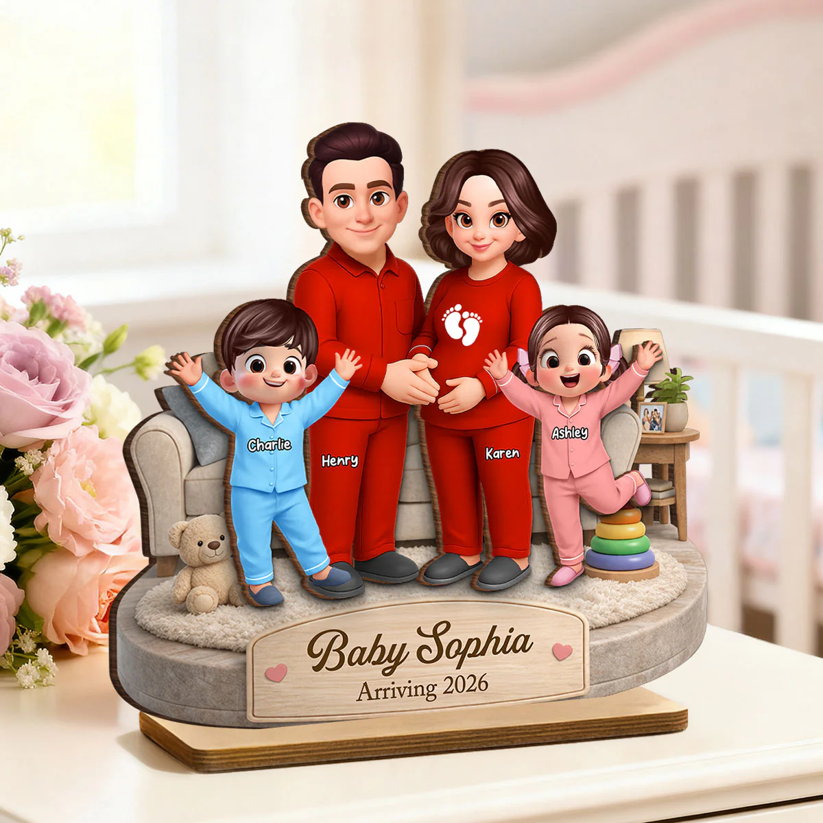 Baby Arriving 2026 - Personalized 2-Layered Wooden Plaque - Mother's Day Gift for Pregnant Wife - Image 4