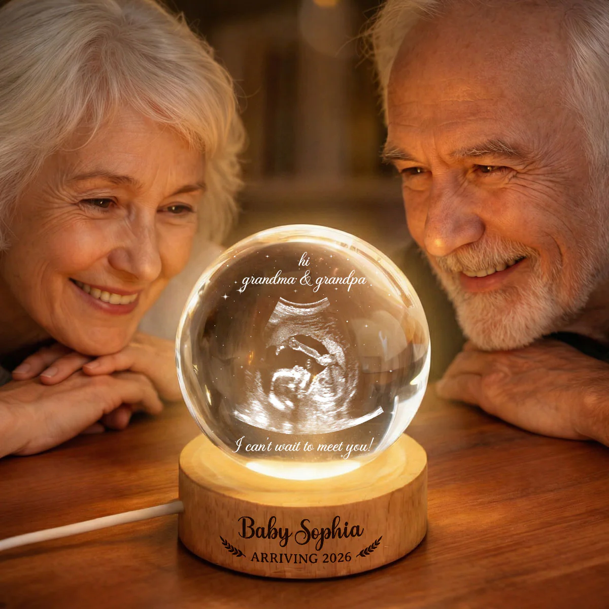 Baby Arriving Custom Baby Ultrasound - Personalized Crystal Ball LED Night Light - Pregnancy Reveal, Mother's Day Gift for 1st Time Grandma - Image 6