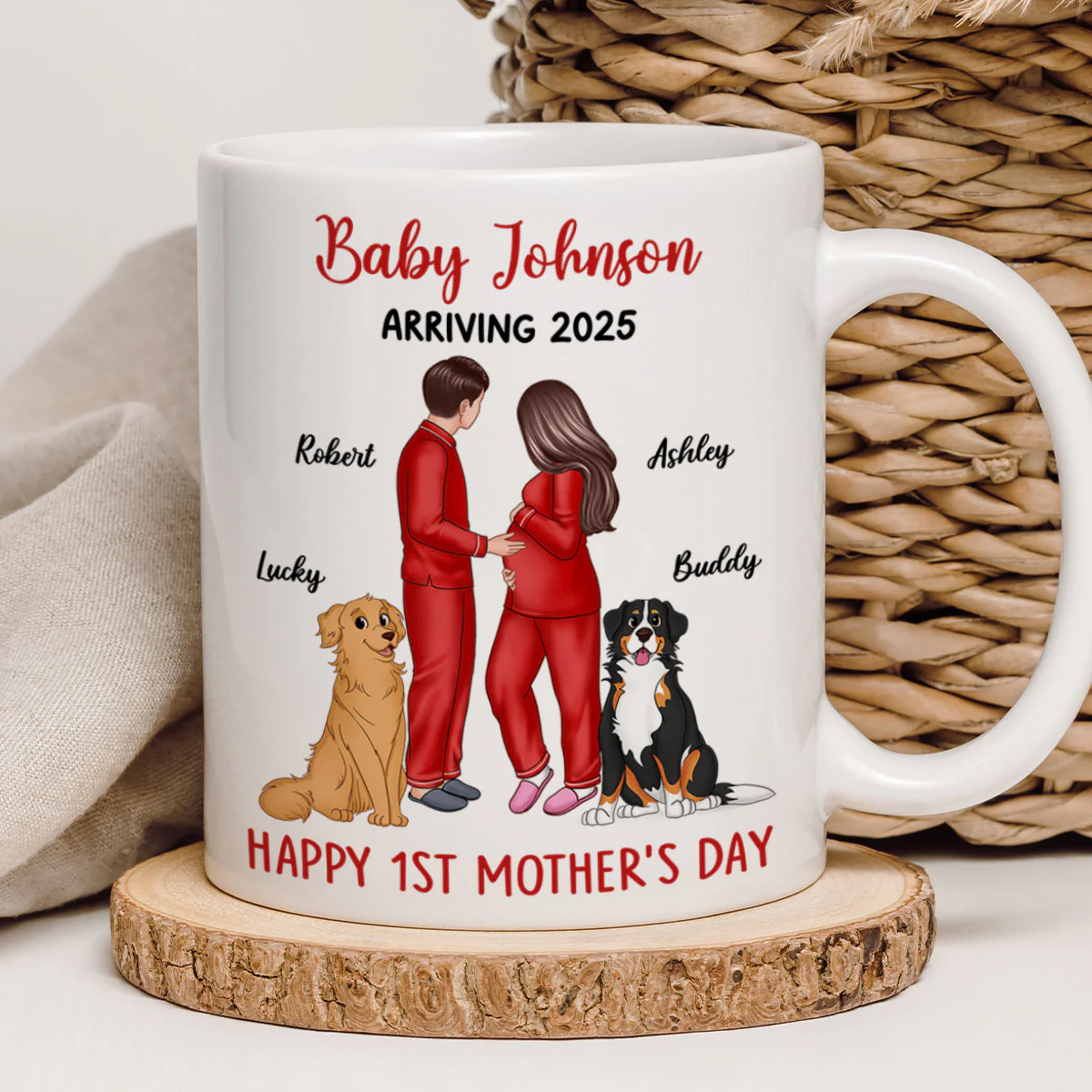 Baby Arriving Happy First Mother's Day Personalized Mug, Gift For Pregnant Mom, Expecting Mom - Image 4