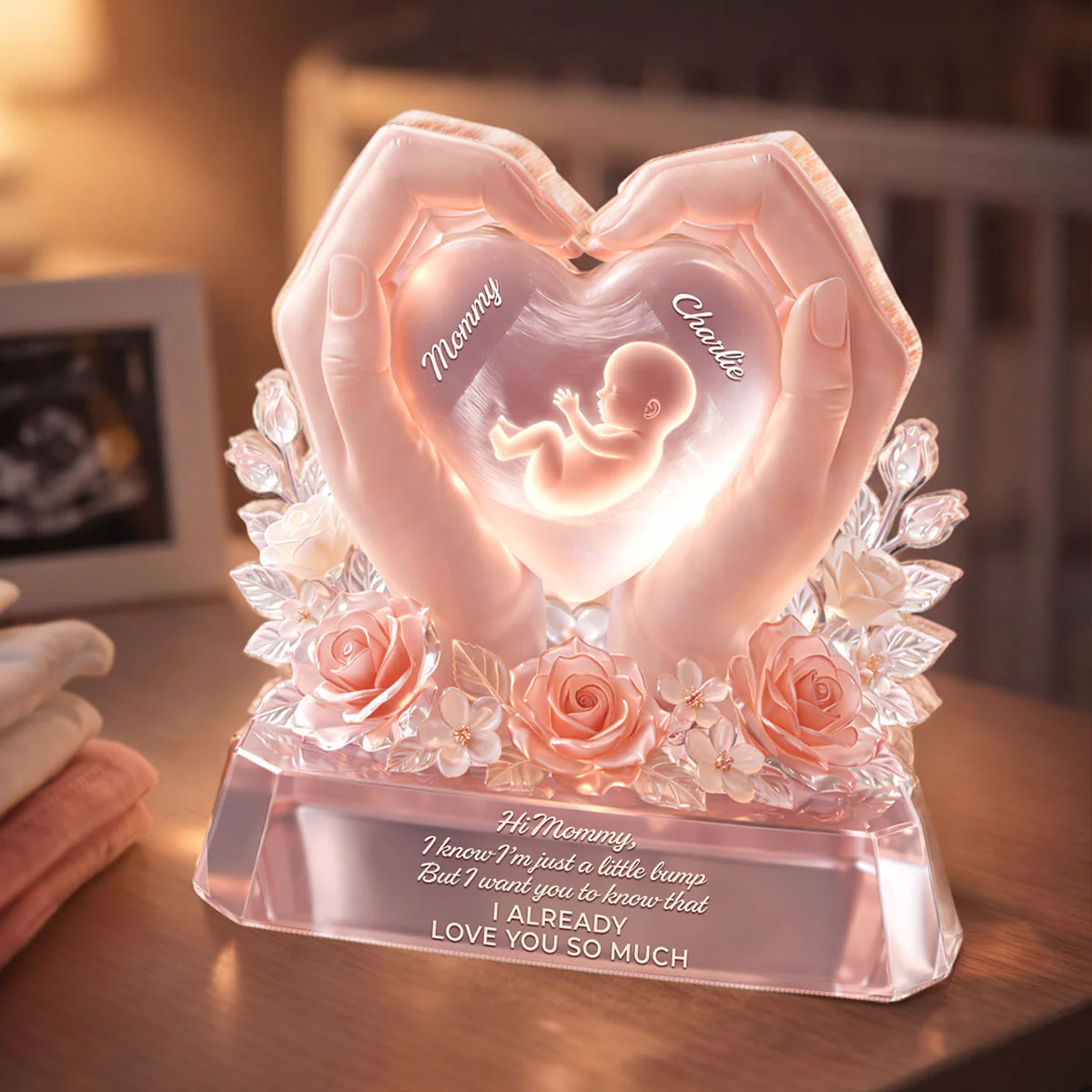 Baby Bump Love Mother - Personalized Acrylic Block Plaque - Heartfelt Gift For Mom - Image 2