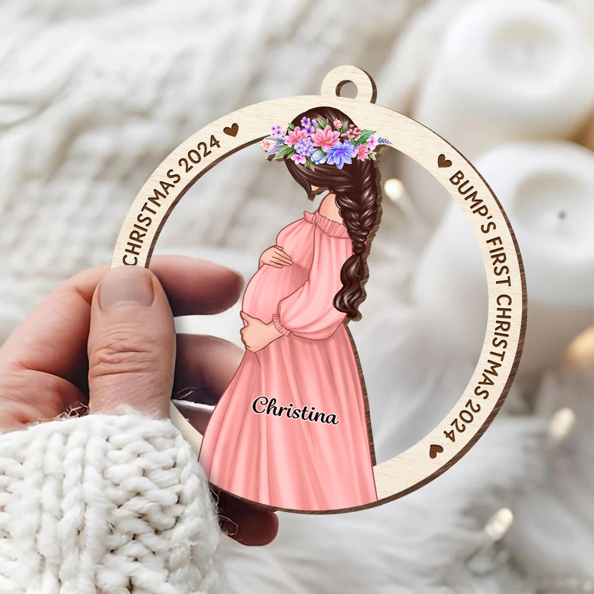 Baby Bump’s First Christmas Ornament Gift Expecting Mommy to Be Christmas Pregnancy Wooden Ornament - Image 6