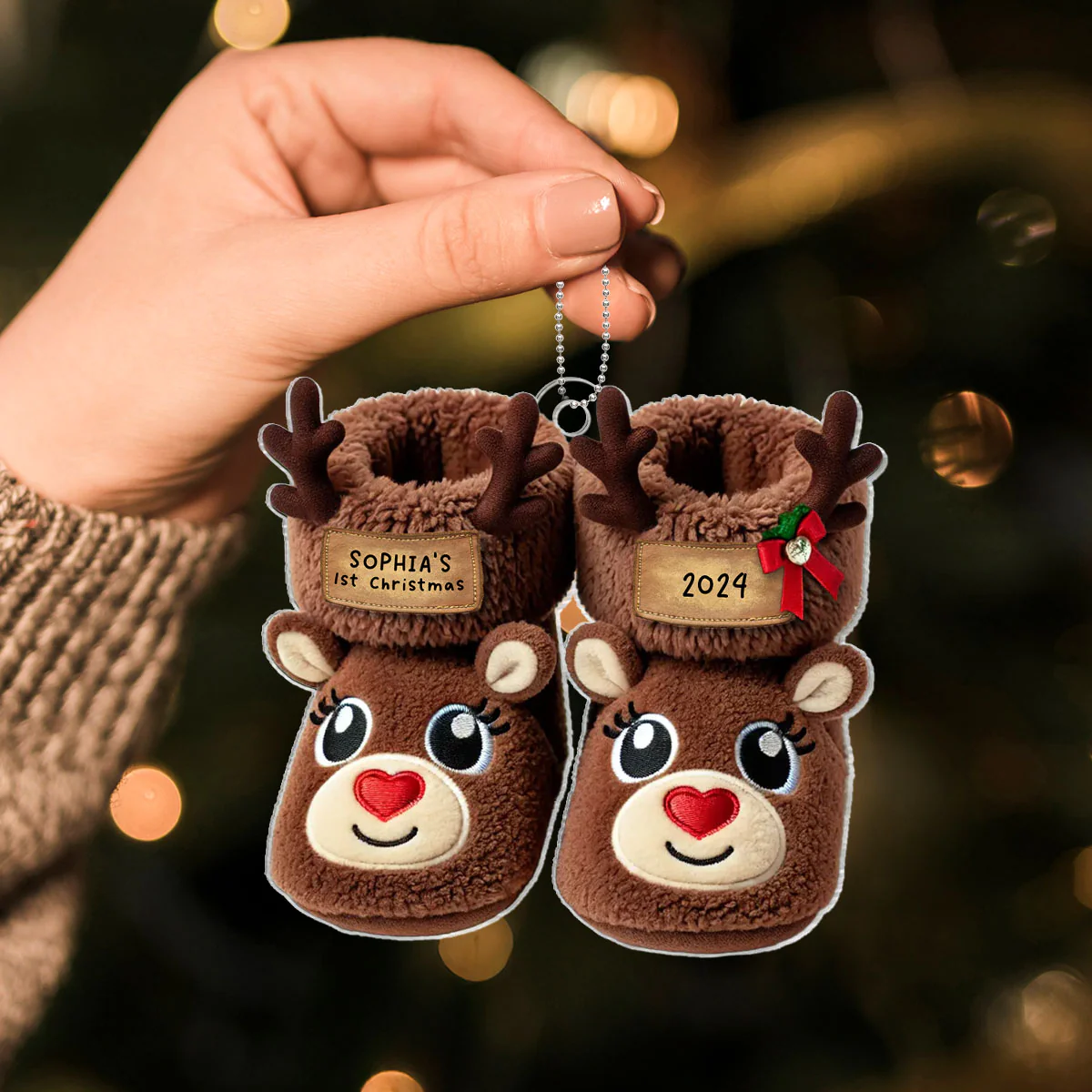 Baby Cozy Fleece Booties 2D Flat Personalized Acrylic Ornament - Image 4