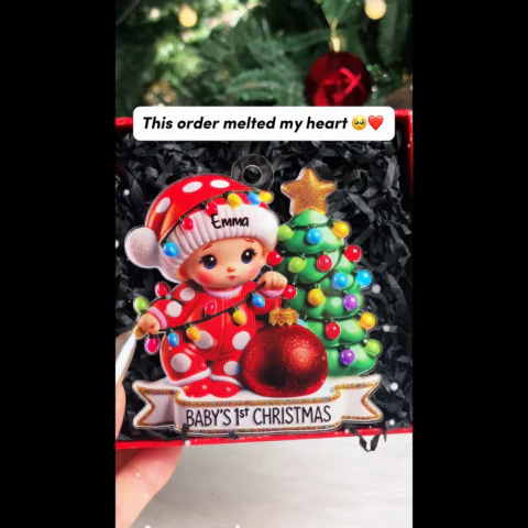 Baby First Christmas 3D Effect Personalized Acrylic Ornament, Baby Boy Girl Gift for Couples, New Parents Keepsake, Gift for Newborn - Image 2