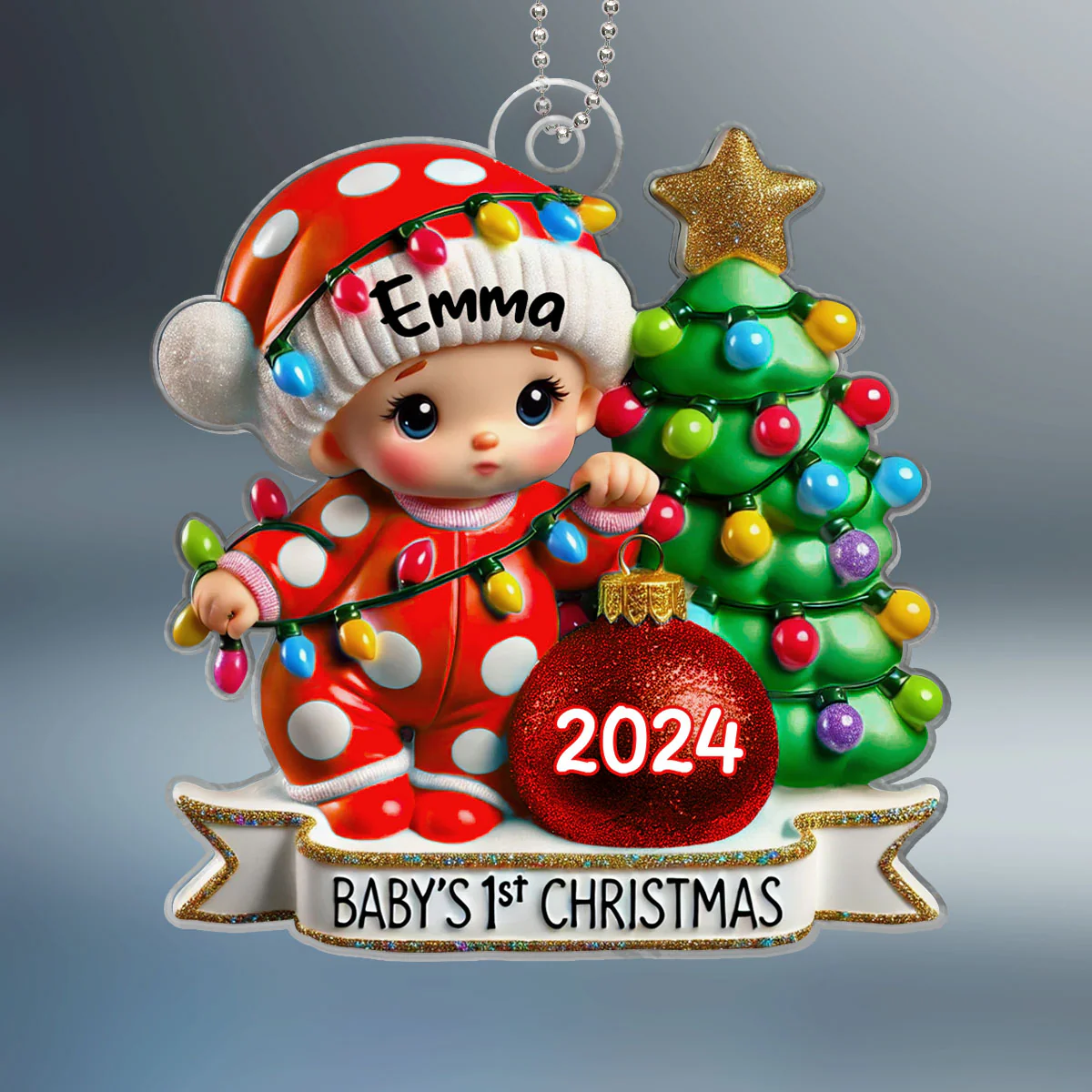 Baby First Christmas 3D Effect Personalized Acrylic Ornament, Baby Boy Girl Gift for Couples, New Parents Keepsake, Gift for Newborn - Image 3