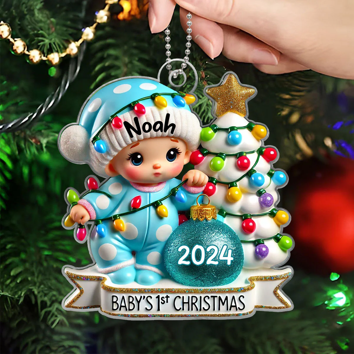 Baby First Christmas 3D Effect Personalized Acrylic Ornament, Baby Boy Girl Gift for Couples, New Parents Keepsake, Gift for Newborn - Image 4
