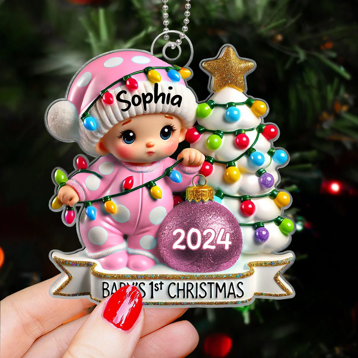 Baby First Christmas 3D Effect Personalized Acrylic Ornament, Baby Boy Girl Gift for Couples, New Parents Keepsake, Gift for Newborn - Image 5
