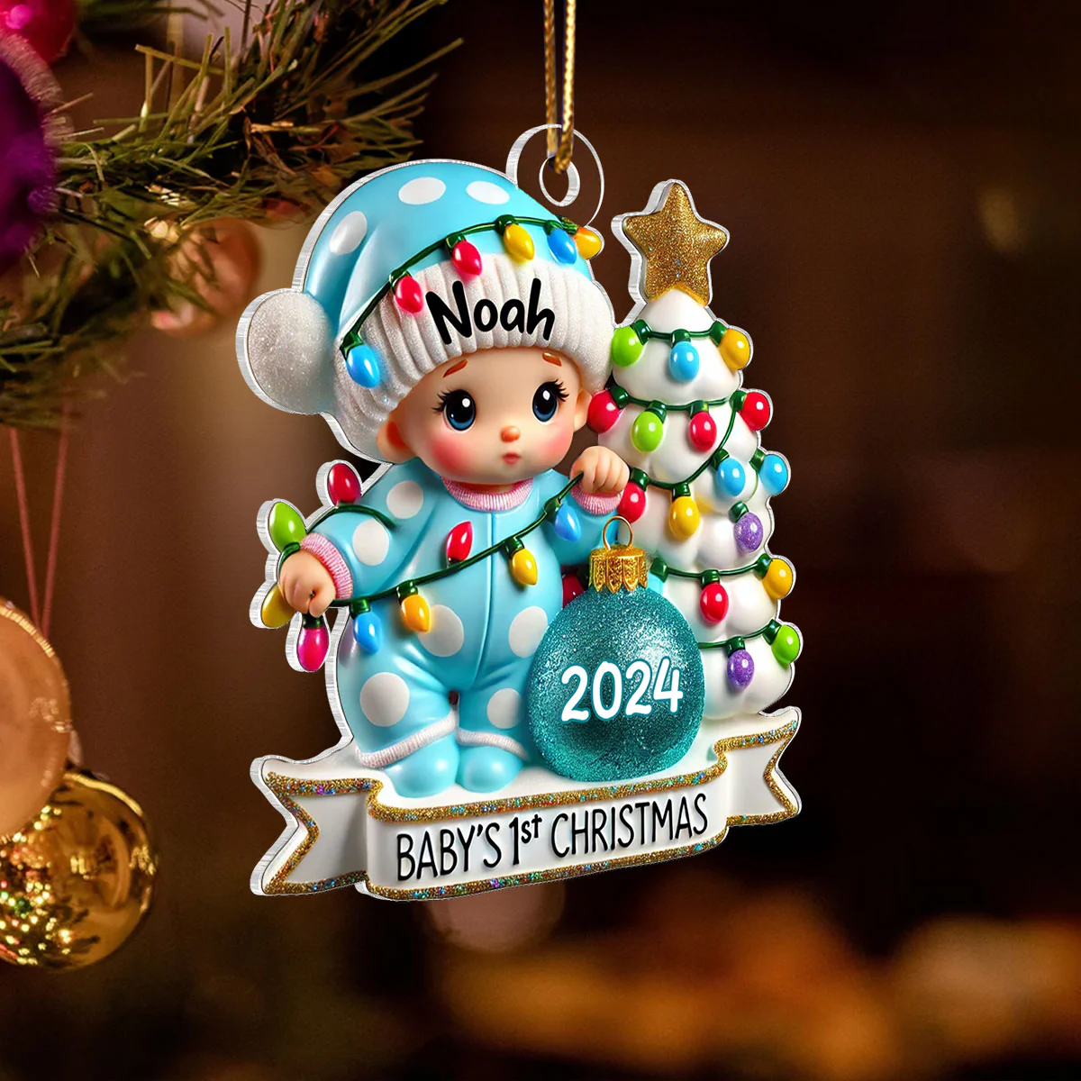 Baby First Christmas 3D Effect Personalized Acrylic Ornament, Baby Boy Girl Gift for Couples, New Parents Keepsake, Gift for Newborn - Image 6