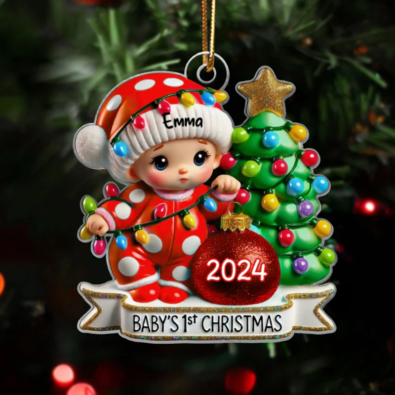 Baby First Christmas 3D Effect Personalized Acrylic Ornament, Baby Boy Girl Gift for Couples, New Parents Keepsake, Gift for Newborn - Image 8