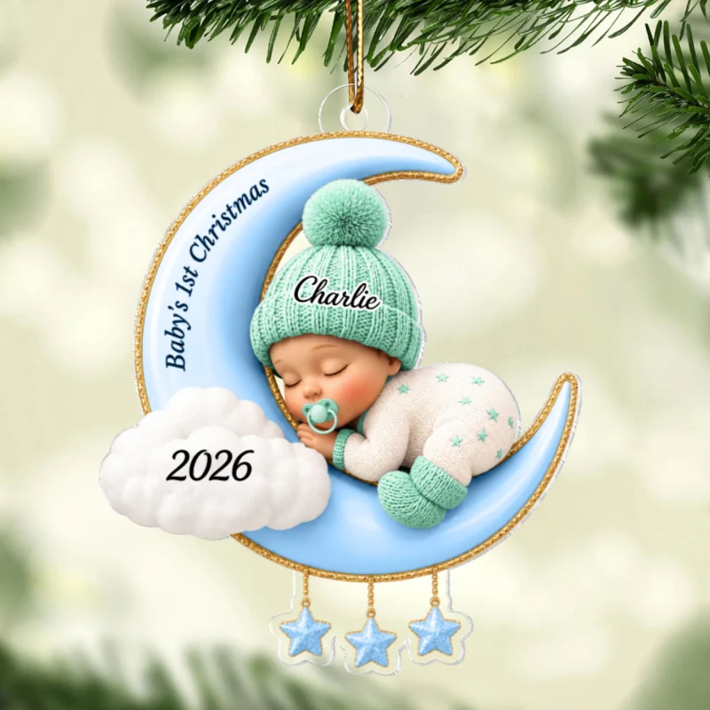 Baby First Christmas On The Moon - Personalized Acrylic Ornament - Baby Boy Girl Gift for Couples, New Parents Keepsake, Gift for Newborn - Image 11
