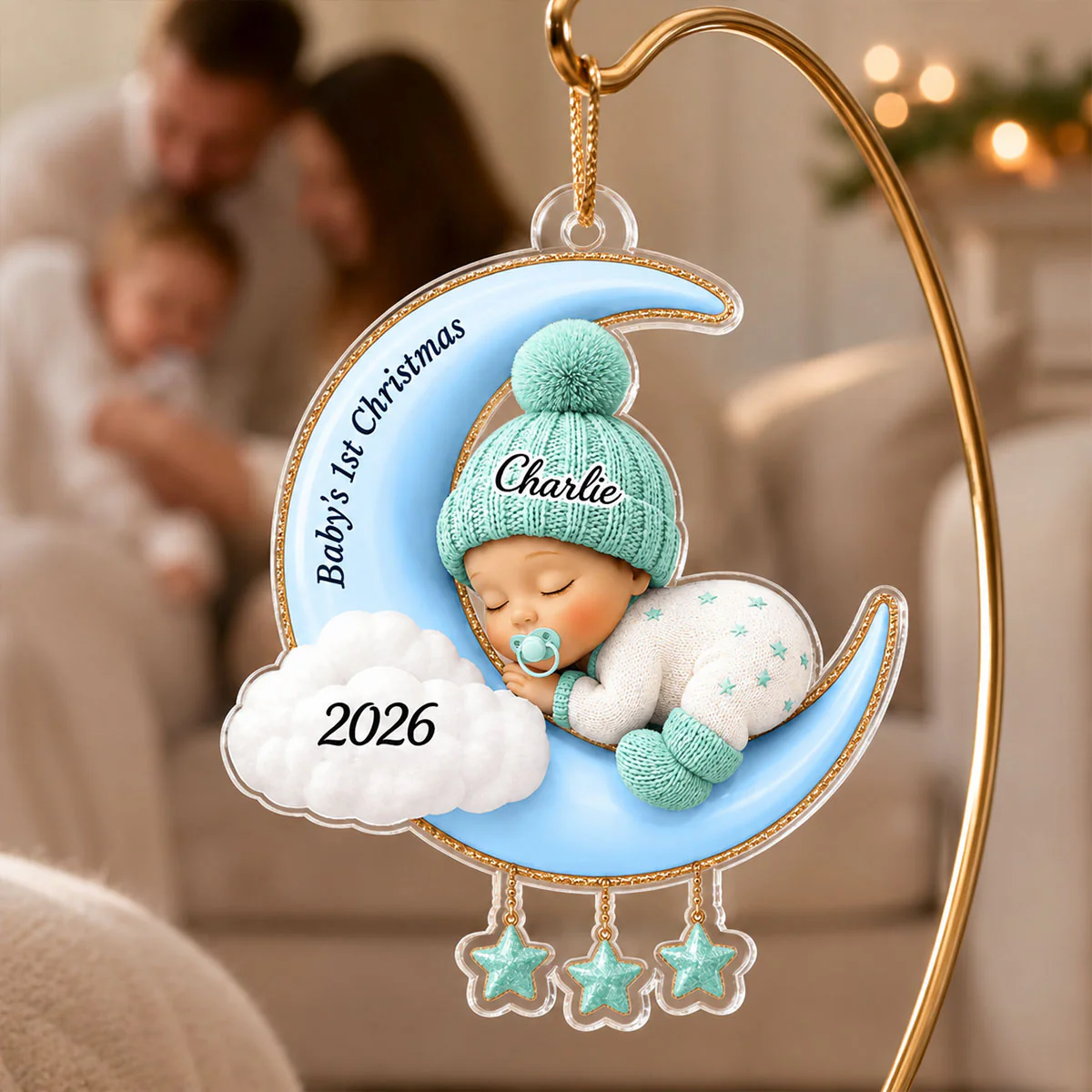 Baby First Christmas On The Moon - Personalized Acrylic Ornament - Baby Boy Girl Gift for Couples, New Parents Keepsake, Gift for Newborn - Image 7
