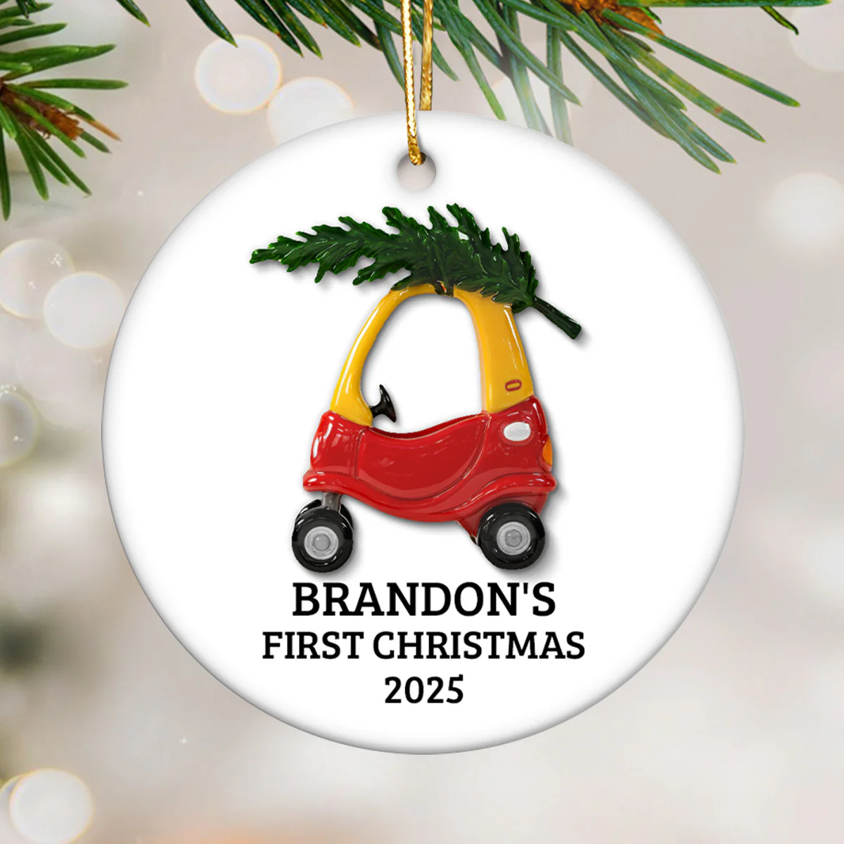 Baby First Christmas Thing 3D Effect - Personalized Ceramic Ornament - Image 2