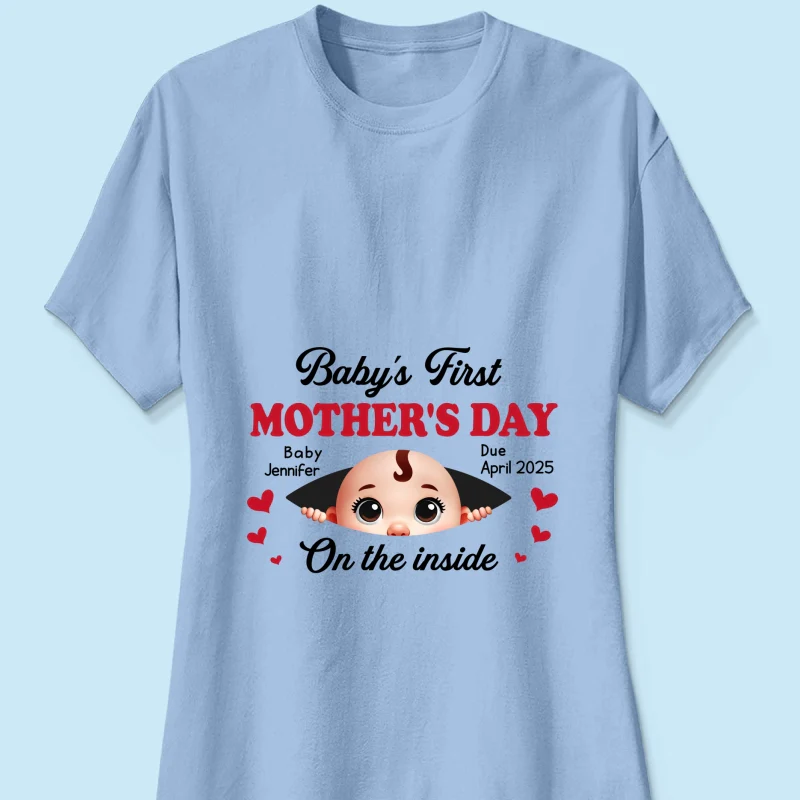 Baby First Mother's Day On The Inside Personalized Shirt, Custom Pregnancy Reveal Shirt, Gift For Expecting Moms - Image 20