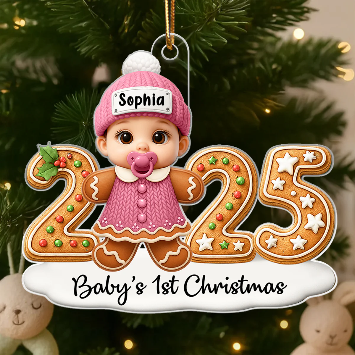 Baby Gingerbread First Christmas - Personalized Acrylic Ornament - Unique Christmas Gift For New Born, Baby - Image 4
