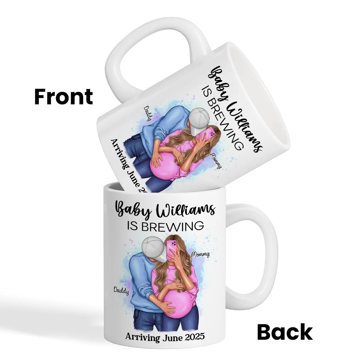 Baby Is Brewing Pregnancy Hugging Couple Personalized Mug Expecting Mom Gift, Expecting Parents Gift, Gift - Image 10