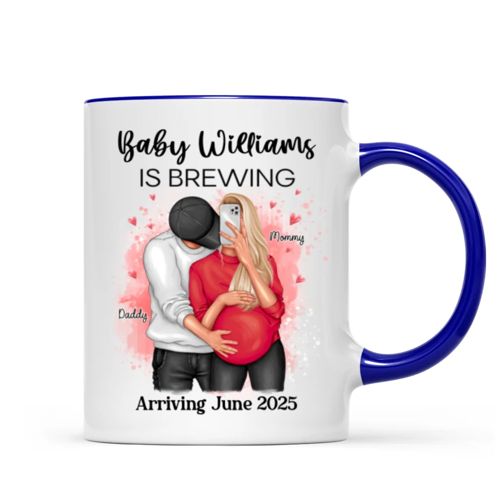 Baby Is Brewing Pregnancy Hugging Couple Personalized Mug Expecting Mom Gift, Expecting Parents Gift, Gift - Image 13
