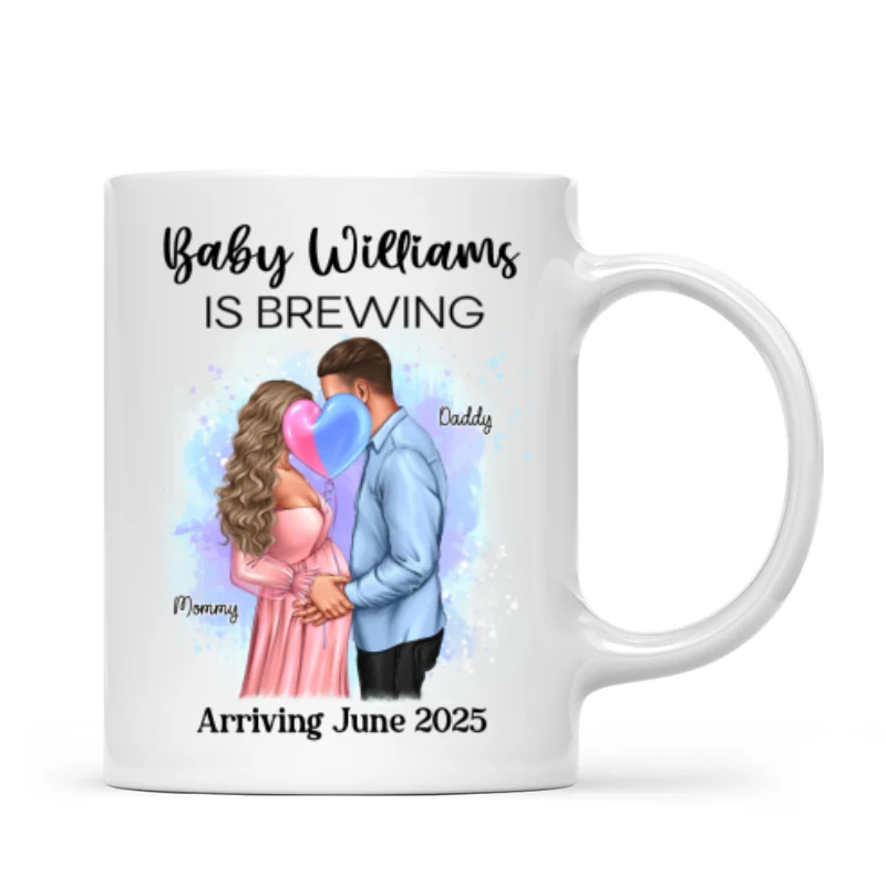 Baby Is Brewing Pregnancy Kissing Couple Personalized Mug Expecting Mom Gift, Expecting Parents Gift, Gift - Image 11