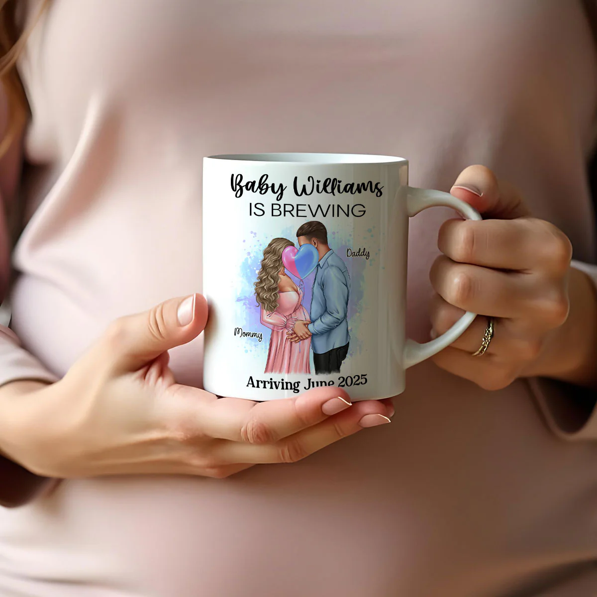 Baby Is Brewing Pregnancy Kissing Couple Personalized Mug Expecting Mom Gift, Expecting Parents Gift, Gift - Image 3
