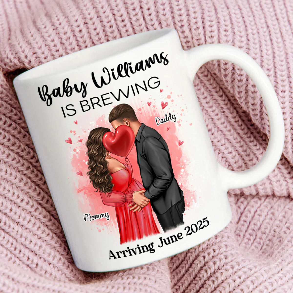 Baby Is Brewing Pregnancy Kissing Couple Personalized Mug Expecting Mom Gift, Expecting Parents Gift, Gift - Image 4