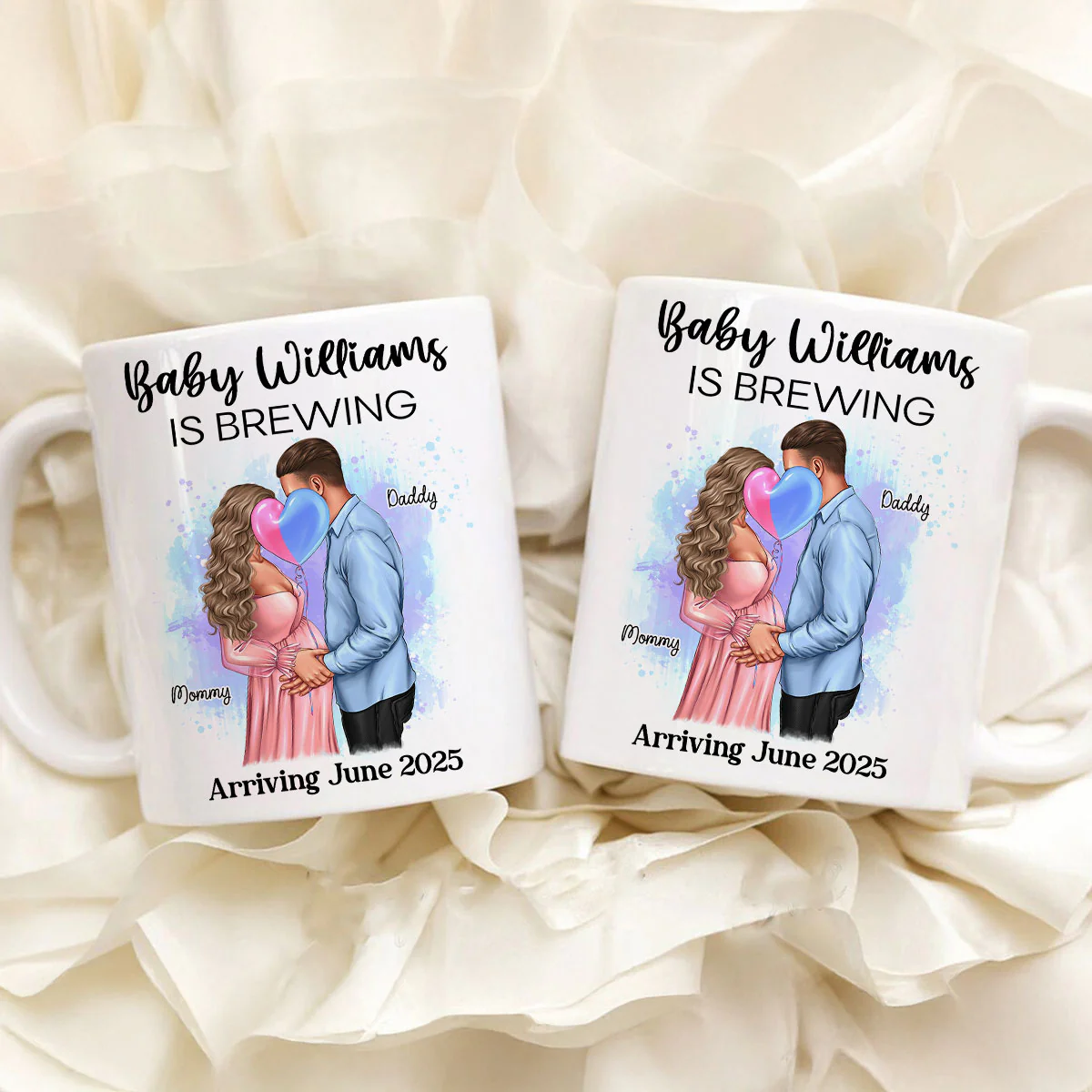 Baby Is Brewing Pregnancy Kissing Couple Personalized Mug Expecting Mom Gift, Expecting Parents Gift, Gift - Image 5