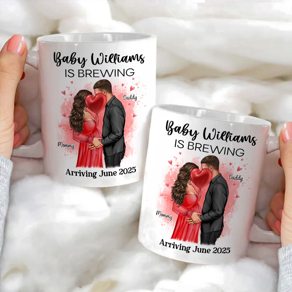 Baby Is Brewing Pregnancy Kissing Couple Personalized Mug Expecting Mom Gift, Expecting Parents Gift, Gift - Image 6