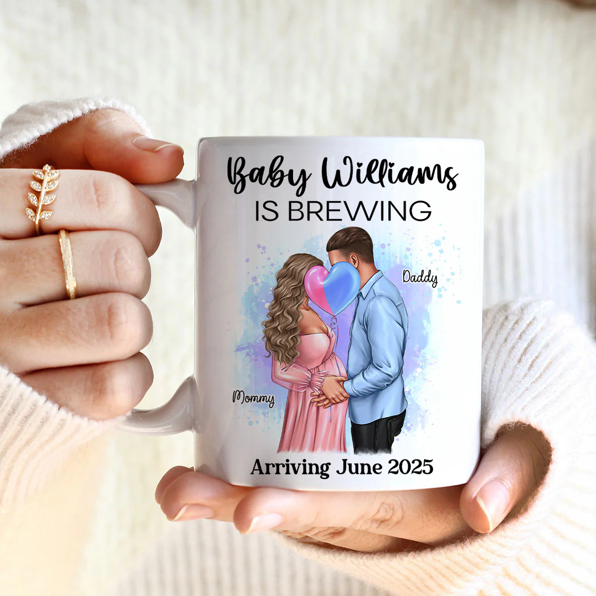 Baby Is Brewing Pregnancy Kissing Couple Personalized Mug Expecting Mom Gift, Expecting Parents Gift, Gift - Image 7