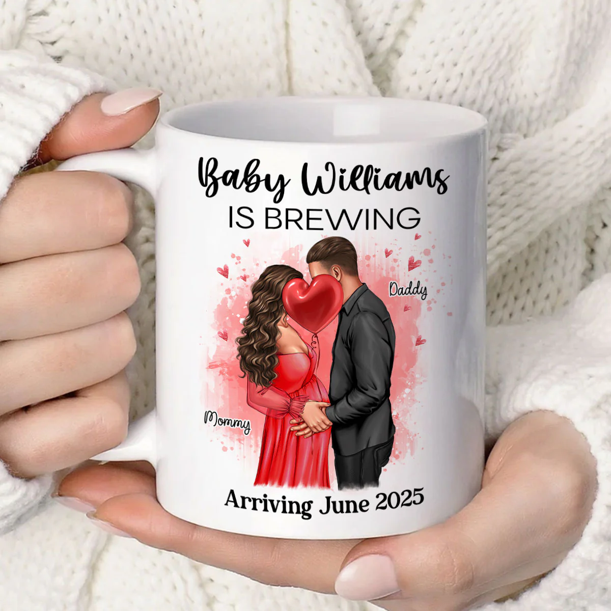 Baby Is Brewing Pregnancy Kissing Couple Personalized Mug Expecting Mom Gift, Expecting Parents Gift, Gift - Image 8