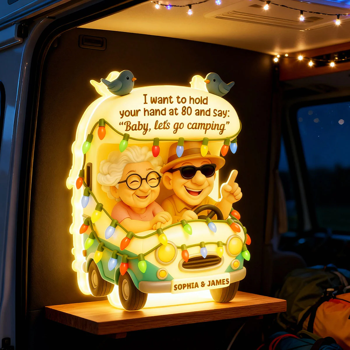 Baby Let's Go Camping Old Couple - Personalized Light Box - Gift For Him, Gift For Her, Gift For Couple - Image 2