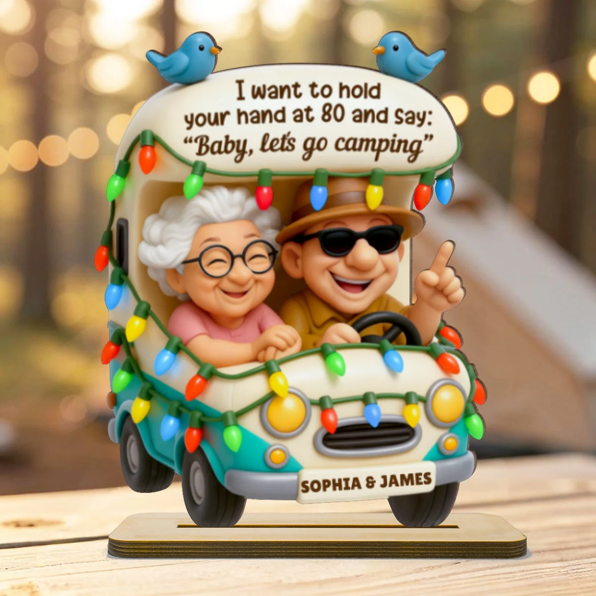 Baby Let's Go Camping Old Couple - Personalized Wooden Plaque - Gift For Him, Gift For Her, Gift For Couple - Image 10