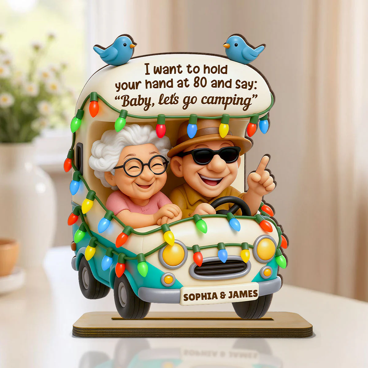Baby Let's Go Camping Old Couple - Personalized Wooden Plaque - Gift For Him, Gift For Her, Gift For Couple - Image 5