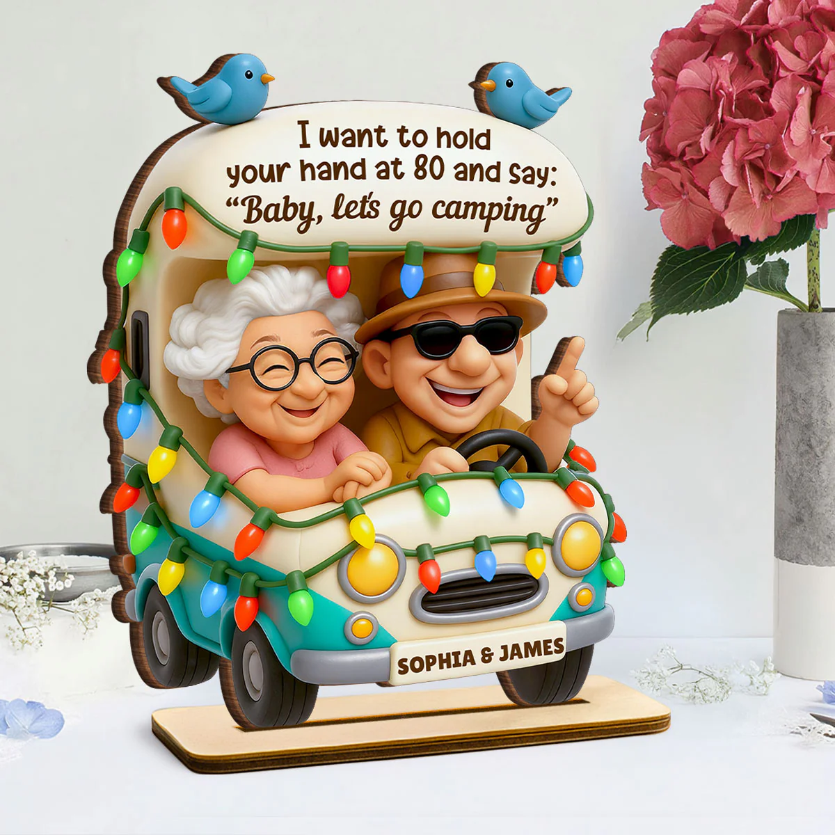 Baby Let's Go Camping Old Couple - Personalized Wooden Plaque - Gift For Him, Gift For Her, Gift For Couple - Image 7