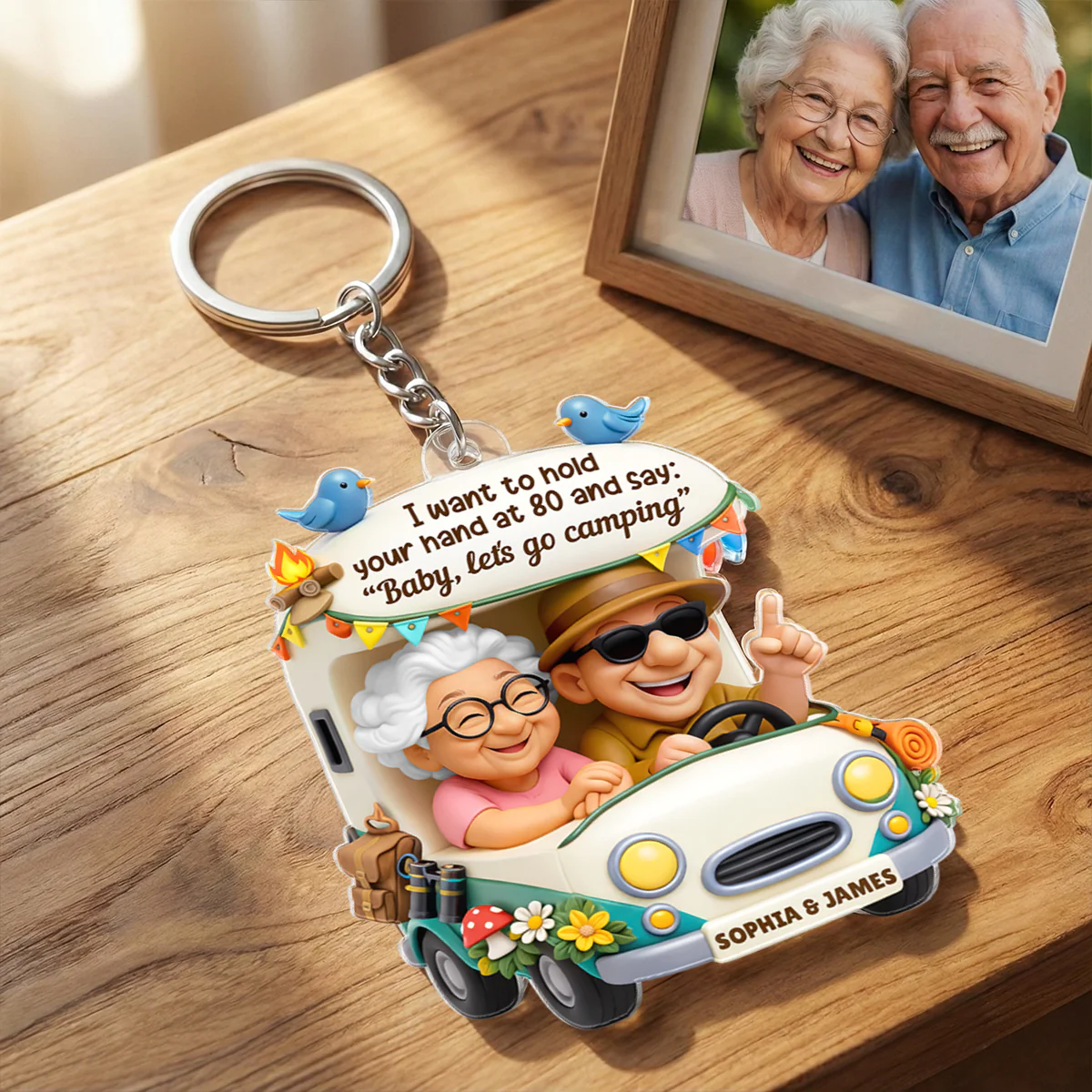 Baby Let's Go Camping Romantic Couple - Personalized Acrylic Car Hanger - Anniversary, Valentine's Day Gift, Gift For Him, Gift For Her - Image 7