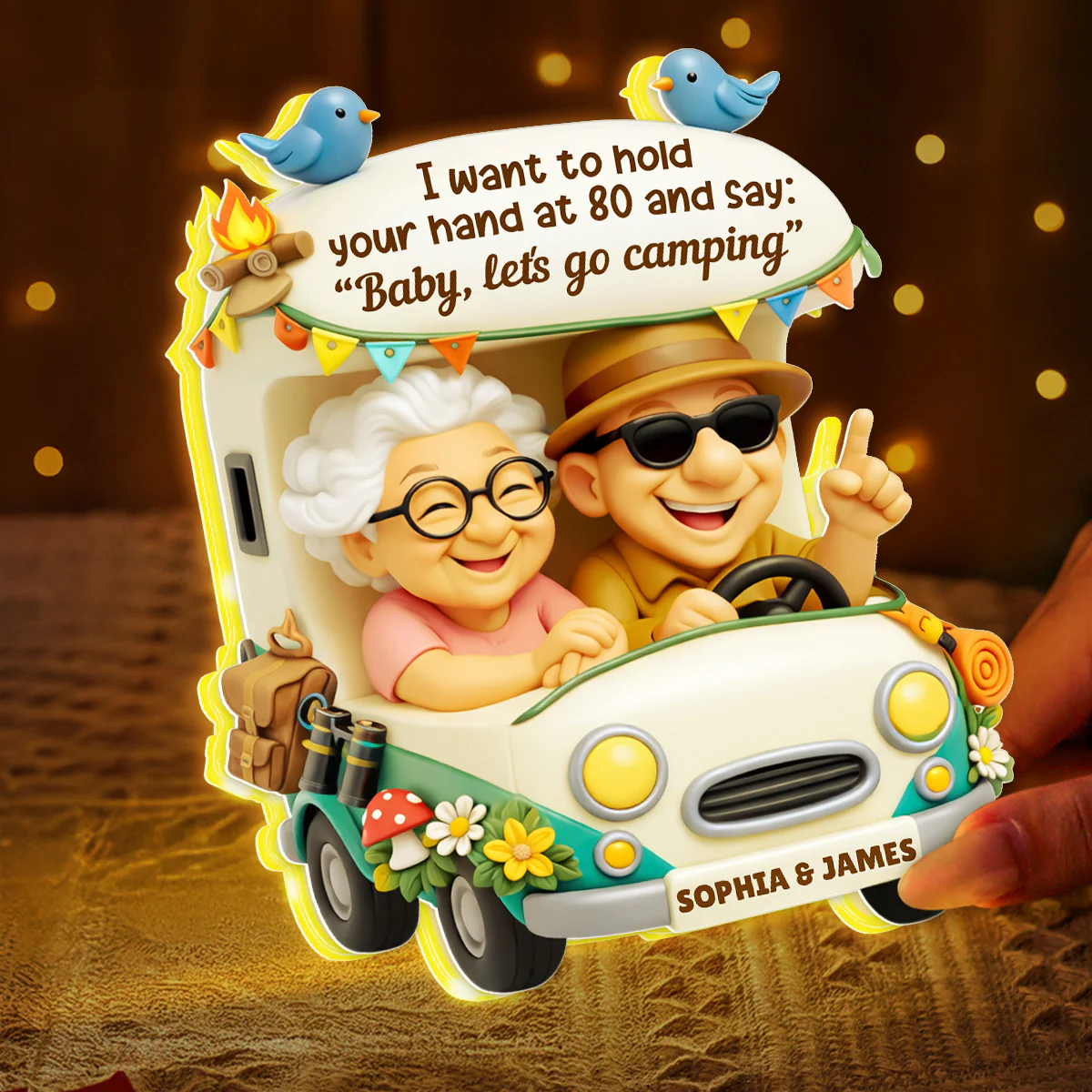 Baby Let's Go Camping Romantic Couple - Personalized Light Box - Anniversary, Valentine's Day Gift, Gift For Him, Gift For Her - Image 4