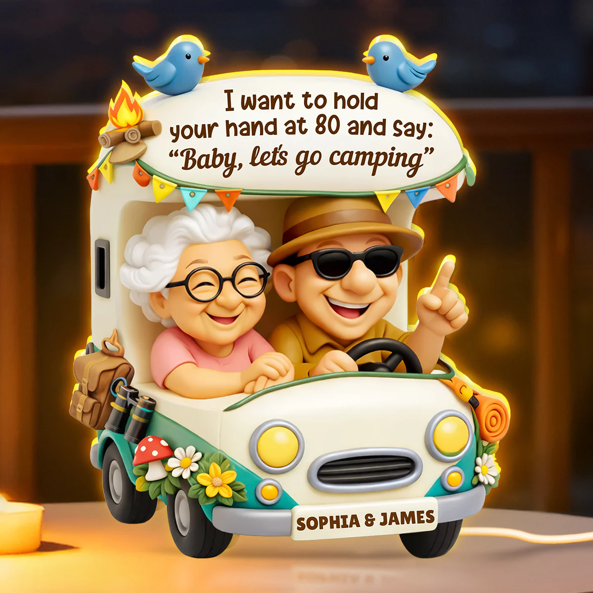 Baby Let's Go Camping Romantic Couple - Personalized Light Box - Anniversary, Valentine's Day Gift, Gift For Him, Gift For Her - Image 5