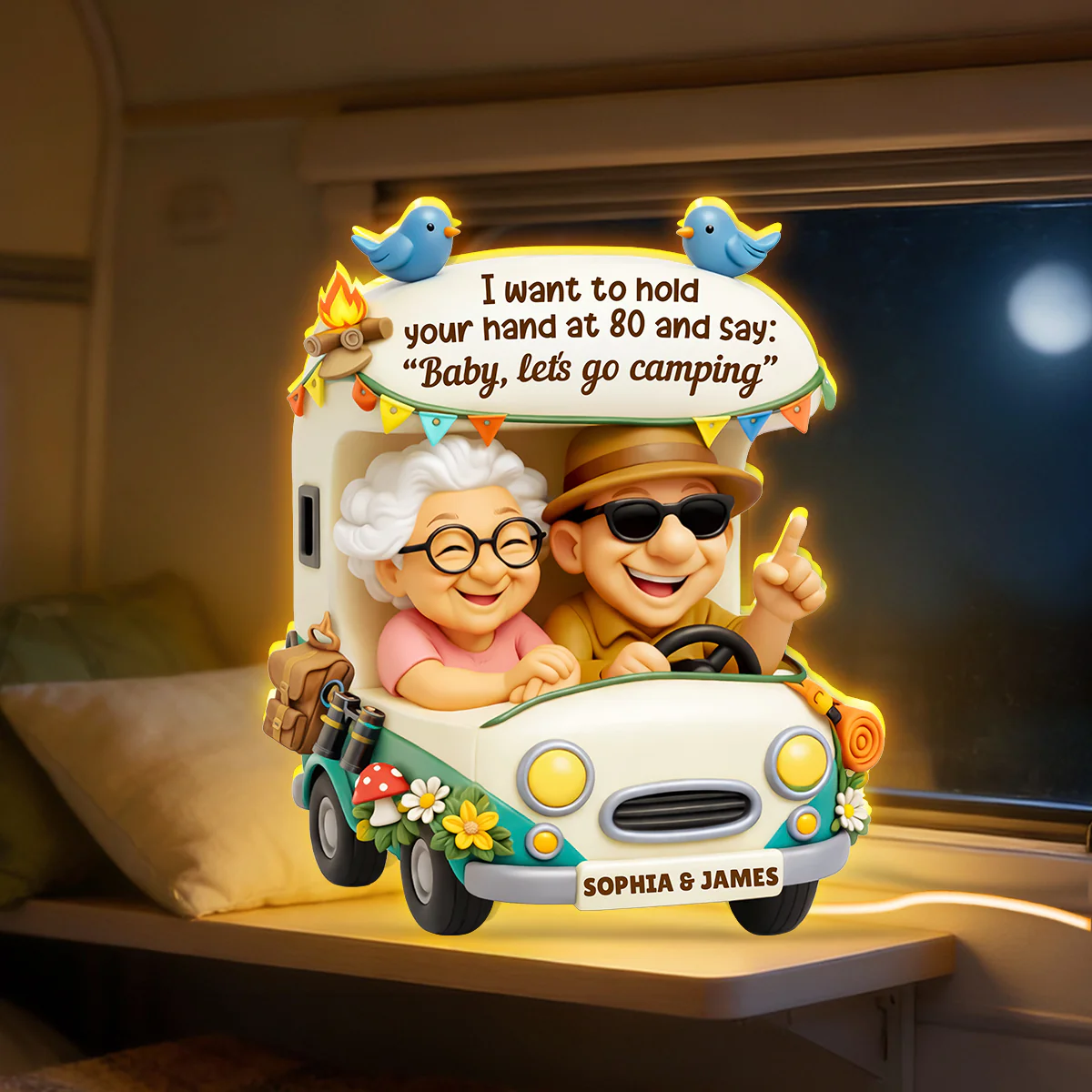 Baby Let's Go Camping Romantic Couple - Personalized Light Box - Anniversary, Valentine's Day Gift, Gift For Him, Gift For Her - Image 6