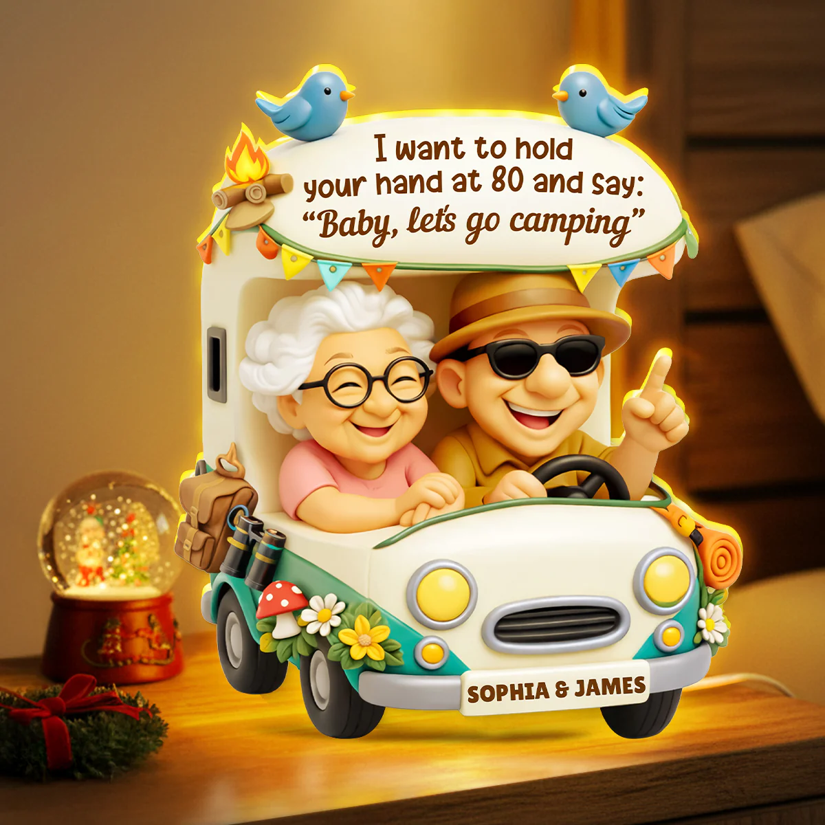 Baby Let's Go Camping Romantic Couple - Personalized Light Box - Anniversary, Valentine's Day Gift, Gift For Him, Gift For Her - Image 7