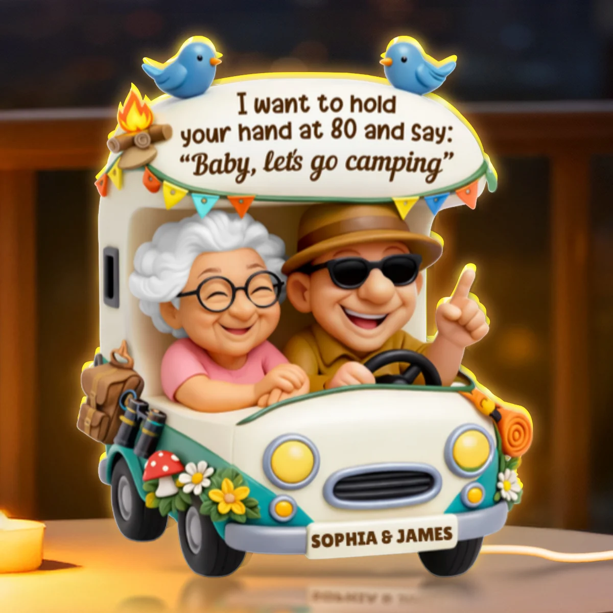Baby Let's Go Camping Romantic Couple - Personalized Light Box - Anniversary, Valentine's Day Gift, Gift For Him, Gift For Her - Image 9