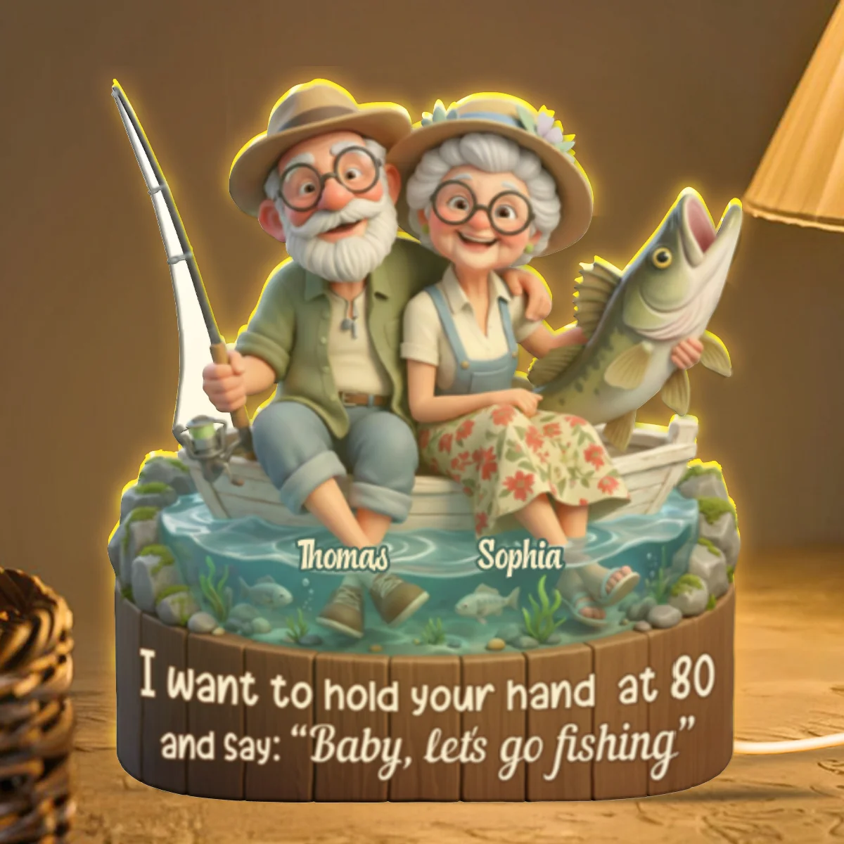 Baby Let's Go Fishing Old Couple - Personalized Light Box - Sentimental Gift for him, for her - Image 11