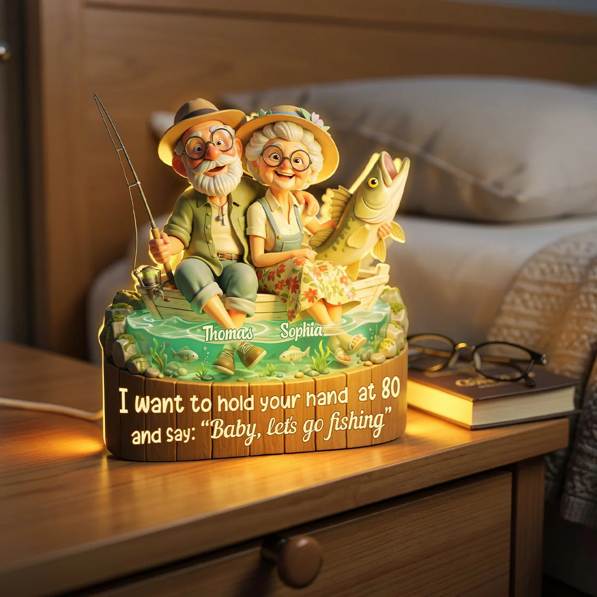 Baby Let's Go Fishing Old Couple - Personalized Light Box - Sentimental Gift for him, for her - Image 3