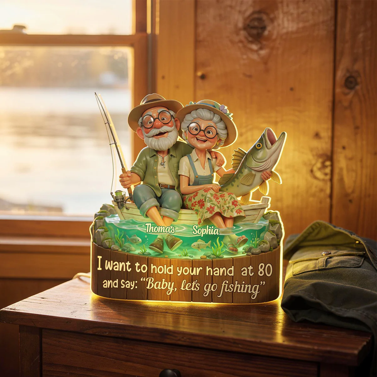 Baby Let's Go Fishing Old Couple - Personalized Light Box - Sentimental Gift for him, for her - Image 4