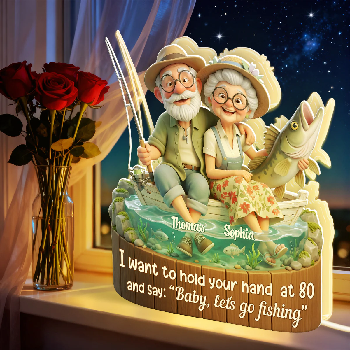 Baby Let's Go Fishing Old Couple - Personalized Light Box - Sentimental Gift for him, for her - Image 7