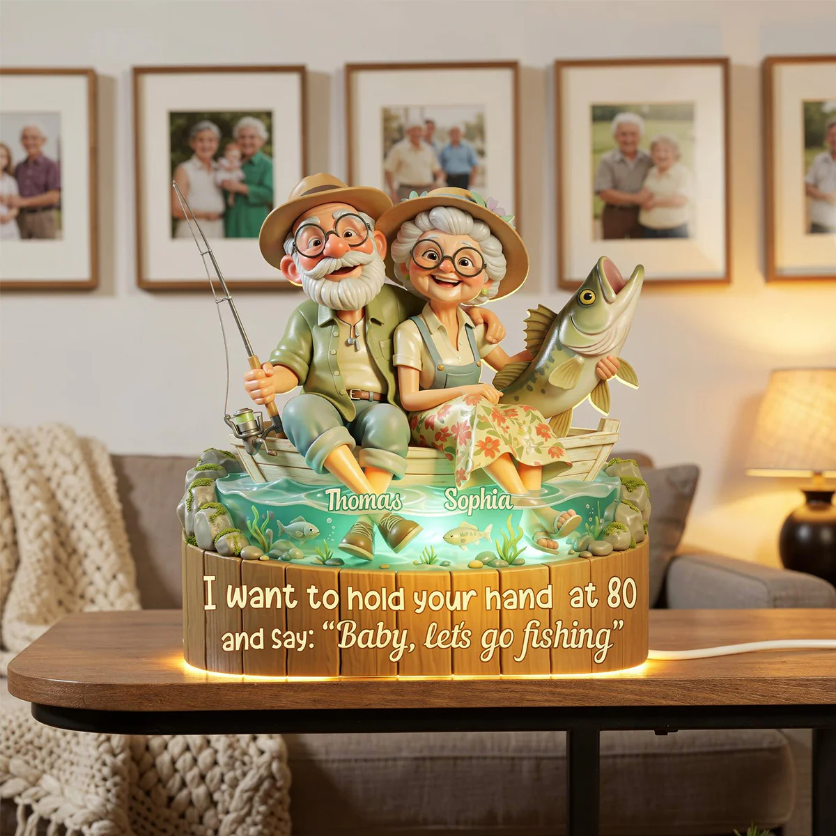 Baby Let's Go Fishing Old Couple - Personalized Light Box - Sentimental Gift for him, for her - Image 9